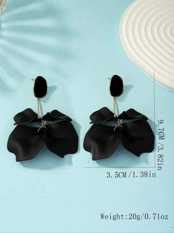 Fashionable Flower Rose Petal Design Dangle Earrings As Gift, Elegant Matching Jewelry for Women, Trendy Accessory As Gift for Party and Daily Life