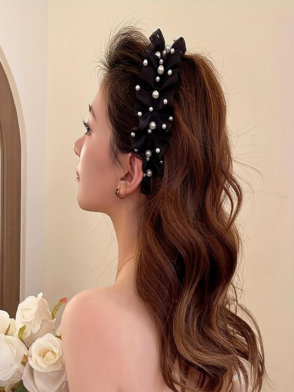 Faux Pearl Decorated Headband, Elegant Hair Accessories for Women & Girls, Minimalist Headwear Suitable for Thick Hair, Fashion Hair Accessories for Party, Daily Clothing Decor