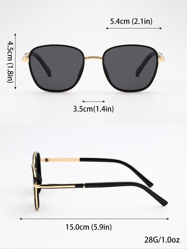 Unisex Vintage Square Frame Polarized Sunglasses, Trendy Casual Alloy Anti-UV Sunglasses for Everyday Use, Fashion Accessories for Outdoor Activities