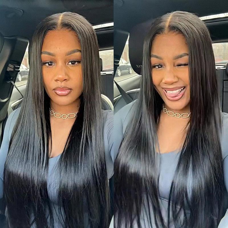 OQ HAIR Wear And Go Glueless Wigs Pre Cut 4x6 HD Straight Lace Human Hair Wigs Beginner Friendly