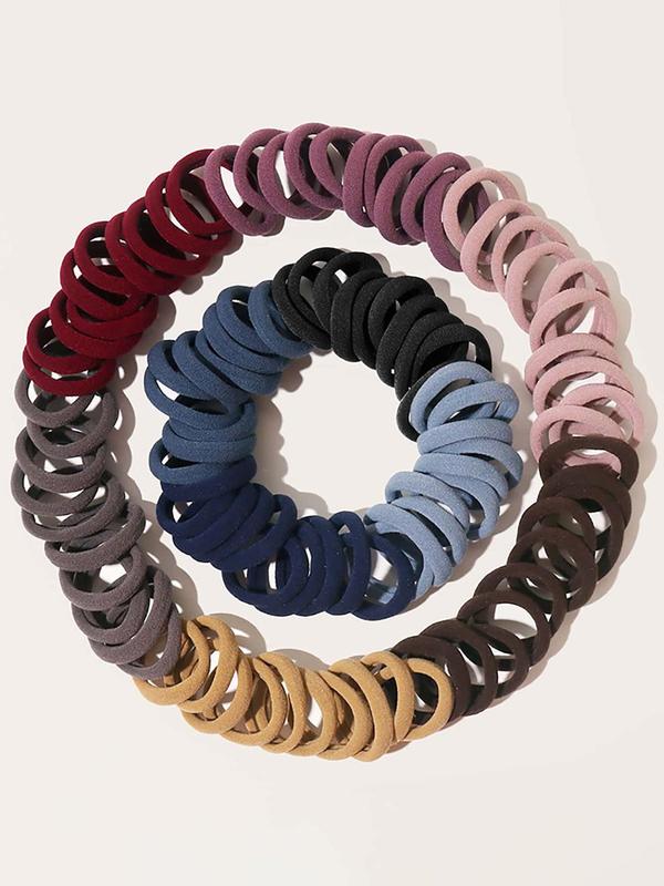 100pcs Simple Plain Color Hair Ties, Casual Versatile Hair Accessories for Women, Basic Daily Hair Accessories for Daily Life