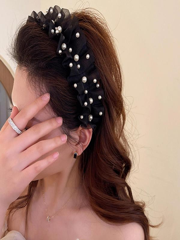 Faux Pearl Decorated Headband, Elegant Hair Accessories for Women & Girls, Minimalist Headwear Suitable for Thick Hair, Fashion Hair Accessories for Party, Daily Clothing Decor