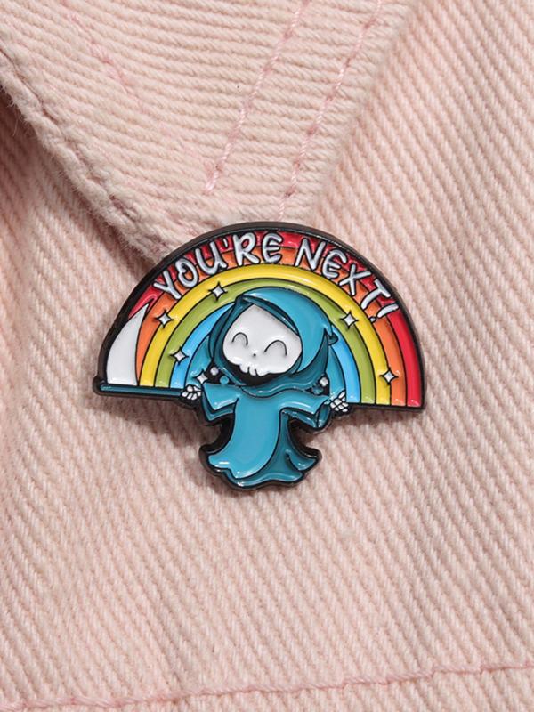 Unisex Rainbow & Cartoon Skull Design Brooch As LGBT Gift, Creative Cute Novelty Clothes Badge, Kawaii Accessories As Gift for Men & Women for Party Decor