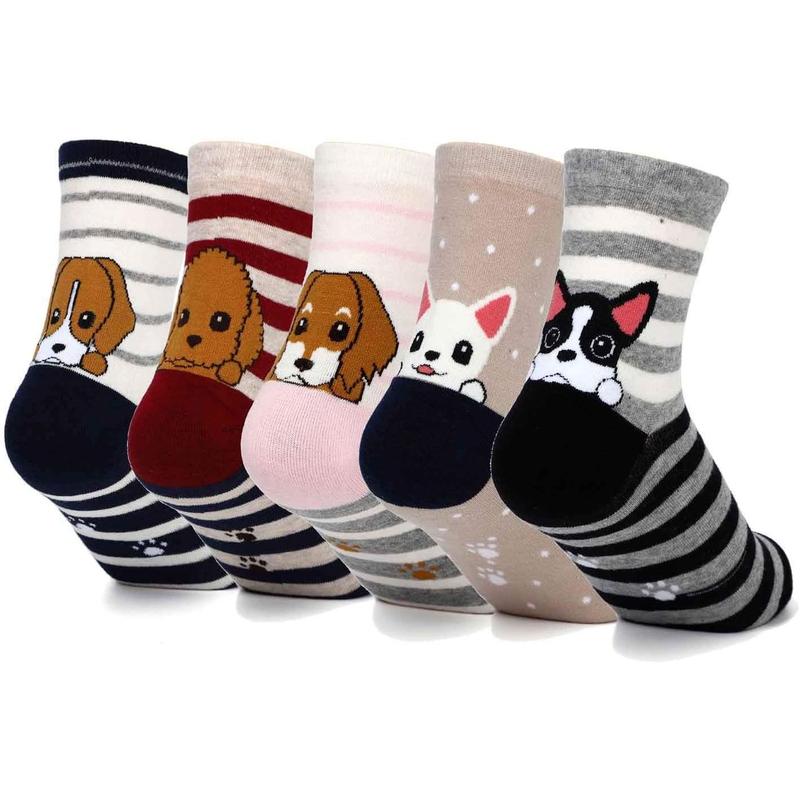 Womens Grils Cute Animal Socks, Dog Cat Socks, Novelty Funny Crew Sock, Animal Gifts for Women Dog and Cat Lovers