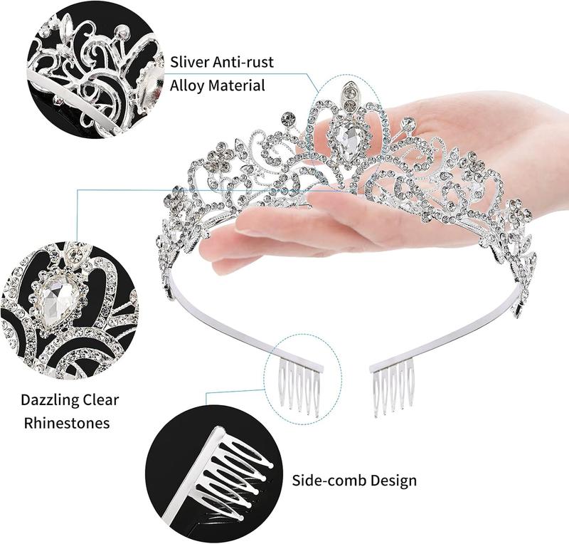 Tiara for Women Elegant Princess Crown with Combs  Crystal Tiara Crowns for Women Girls Tiaras for Women Bridal Wedding