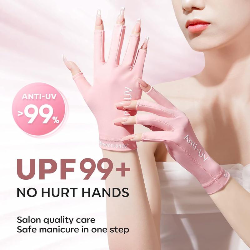 UV Gloves for  Lamp - Pink,  UPF99+ UV Protection Gloves for Gel Manicure,  Art  Care Fingerless Anti UV Glove Protect Hands from UV Harm