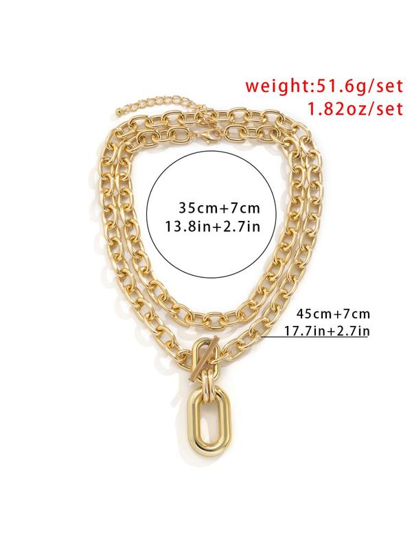 Women's Elegant Geometric Design Chain Necklace, Ot Buckle Alloy Fashion Jewelry for Party, Daily Clothing Decor, Trendy All-match & Exquisite Vintage Jewelry for Birthday Gift