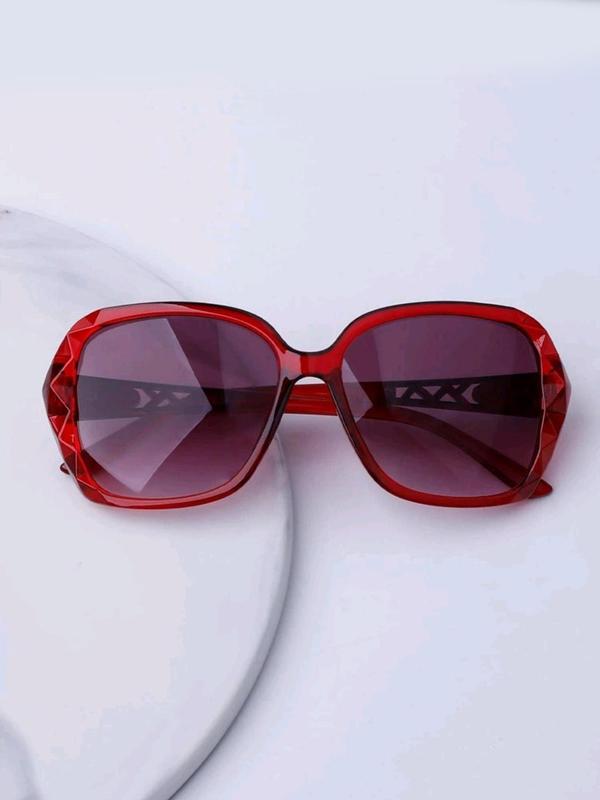 Simple Rhinestone Decor Sunglasses for Everyday Use, 2024 Trendy Summer Square Glasses Frame Fashion Sunglasses, Travel Y2k Accessories