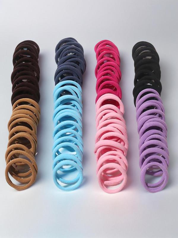 100pcs Simple Plain Color Hair Ties, Casual Versatile Hair Accessories for Women, Basic Daily Hair Accessories for Daily Life