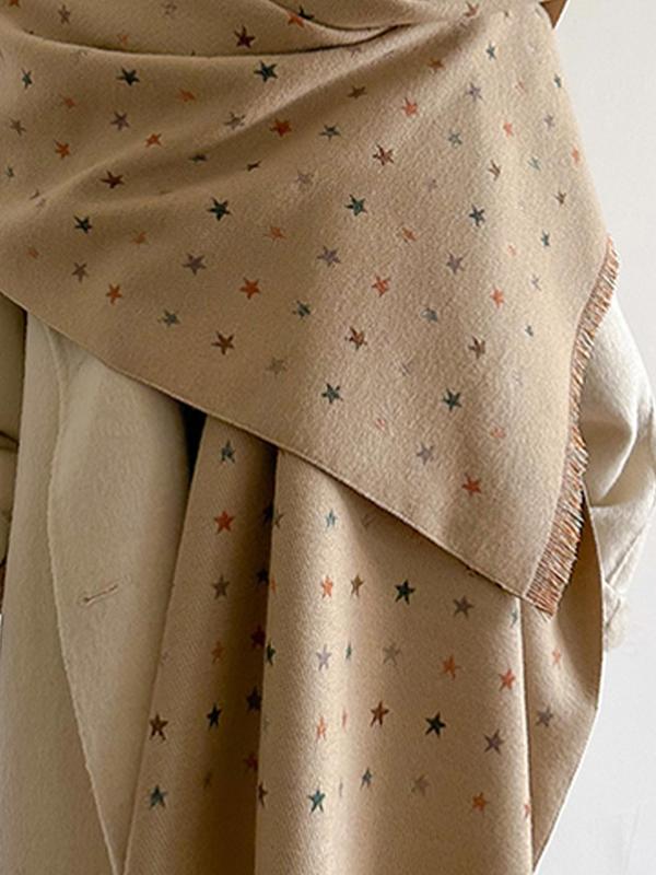 Star Pattern Shawl, Casual Simple Star Scarf, Warm Shawl for Fall & Winter, Fashion Accessories for Women & Girls