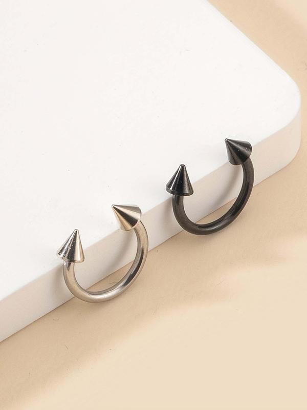 Punk Stainless Steel Nose Ring for Gift, 2pcs U-shape Design Nose Cuff for Women & Men, Fashion Accessories for Party, Daily Clothing Decor