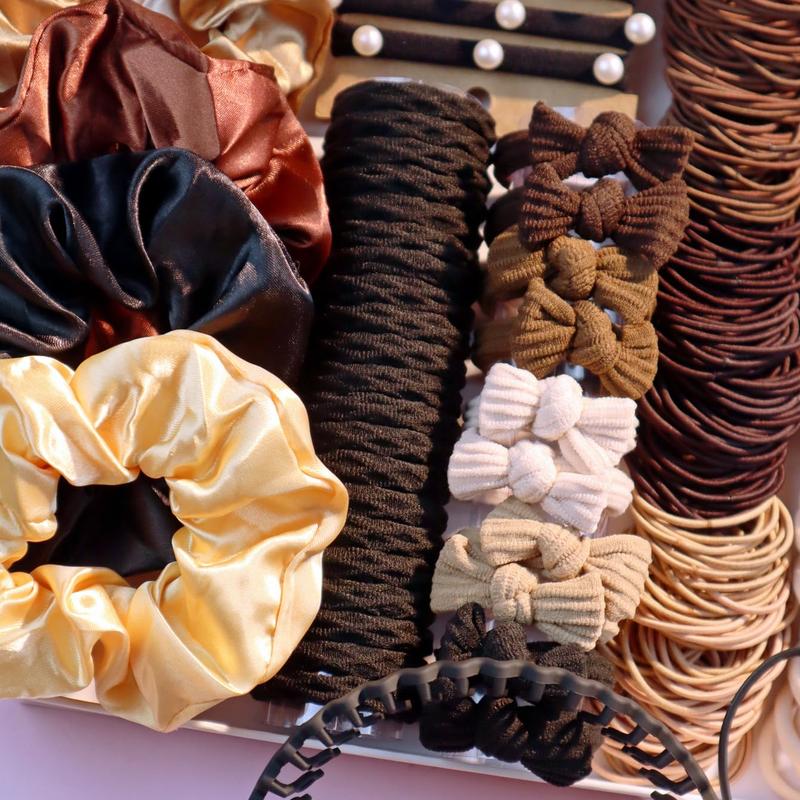 Hair Accessories Set for Women, Ponytail Holders, Hair Scrunchies, Hairbands, Scrunchy Hair Ties, Multicolour Colors and Styles (1149PCS(Dark color)