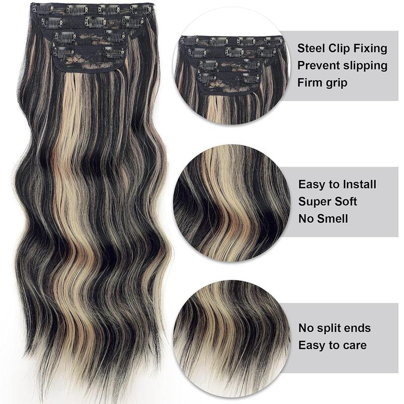 Vigorous Clip in Hair Extensions Long Wavy Synthetic Hairpieces,Natural & Soft Hair & Blends Well Hair Extensions,Easy to Wear for Women Girls Daily Use Event Party Use, Etc.Best Everyday Fashion Dress-up Accessories