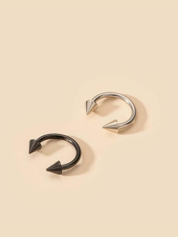 Punk Stainless Steel Nose Ring for Gift, 2pcs U-shape Design Nose Cuff for Women & Men, Fashion Accessories for Party, Daily Clothing Decor