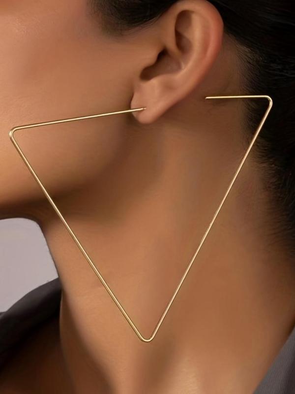 Women's Punk Style Triangular Shape Hoop Earrings, 1 Pair Trendy Exaggerated Hoop Earrings, Chic Gorgeous Jewelry As Gift for Girlfriend for Party Decor