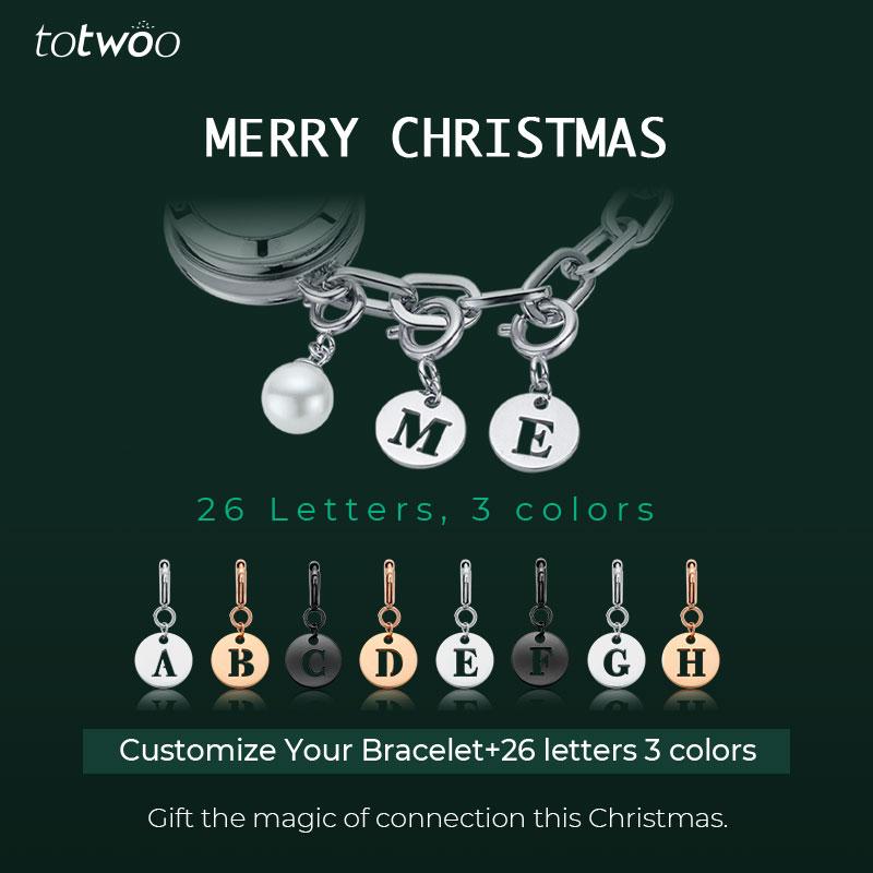 totwoo 26 Letter Charm of Touch Bracelets 3 Colors Silver Rose Gold Black