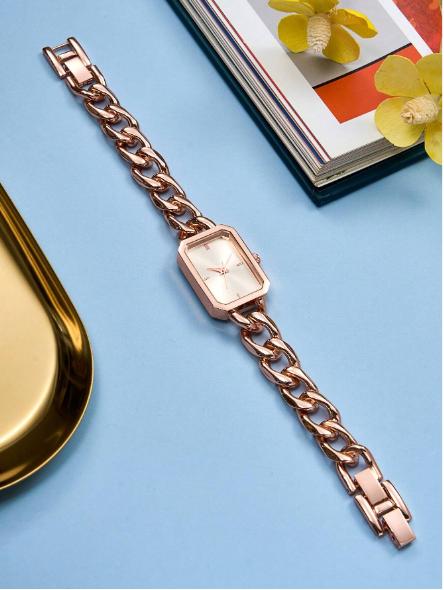 Women's Small Stainless Steel Chain Link Quartz Watch