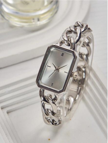 Women's Small Stainless Steel Chain Link Quartz Watch