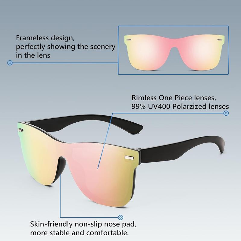 FEISEDY Trendy Rimless Mirrored One Piece Lens Sunglasses Reflective Sun Glasses B4114