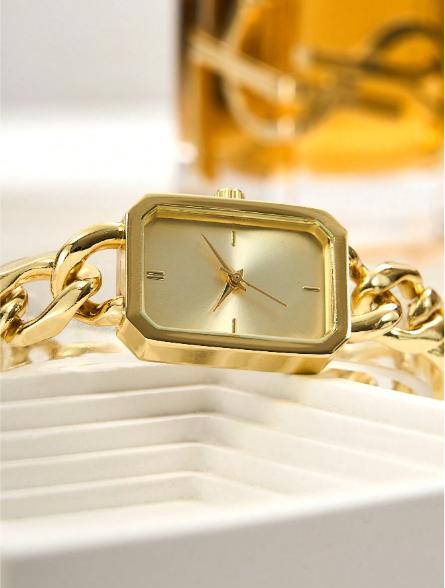 Women's Small Stainless Steel Chain Link Quartz Watch