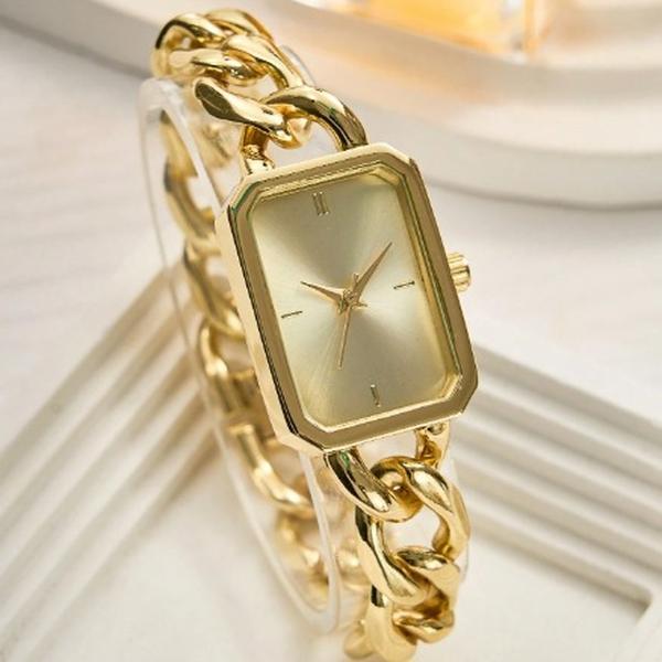 Women's Small Stainless Steel Chain Link Quartz Watch