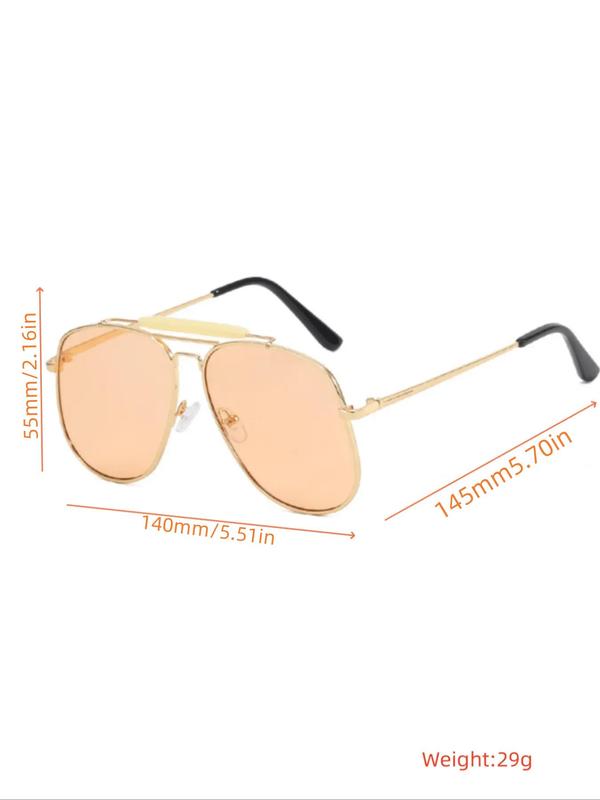 Summer Unisex Street Trend Minimalist Tinted Lens Top Bar Design Aviator Sunglasses, Trendy Vintage Sunglasses for Everyday Use, Fashionable Accessories for Outdoor Activities