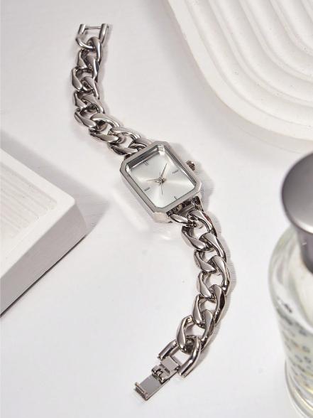 Women's Small Stainless Steel Chain Link Quartz Watch