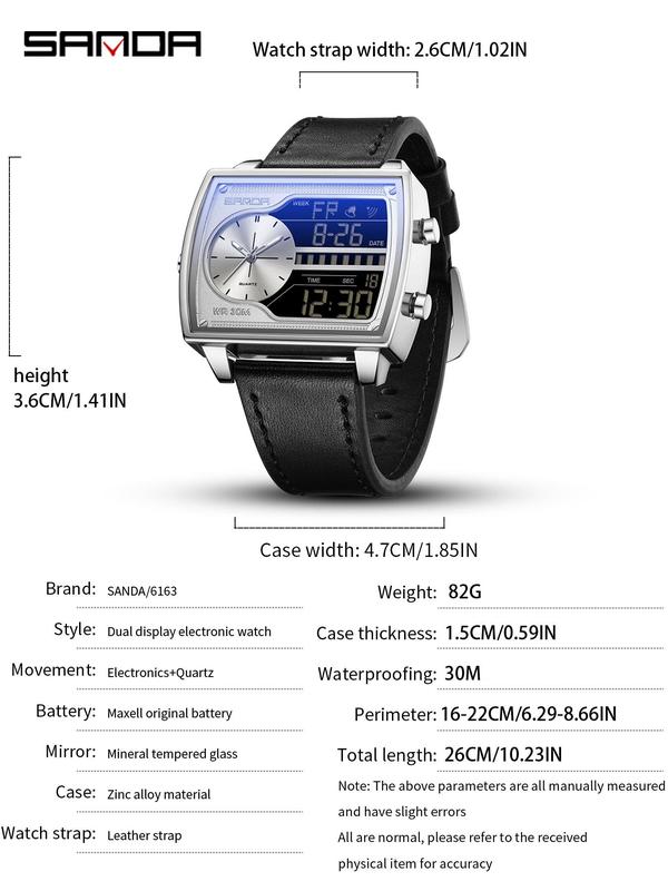 Men's Business Fashion Analog-digital Watch, Casual Trendy Luminous & Waterproof Sports Watch, with Box, Digital Quartz Watch for Party, Daily Decor, Trendy All-match & Exquisite Watch for Gift Watches For Men