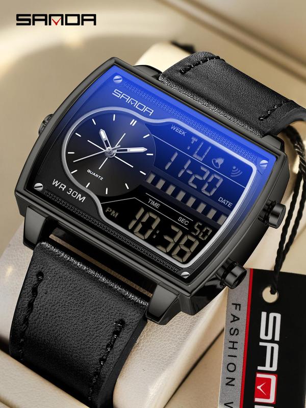 Men's Business Fashion Analog-digital Watch, Casual Trendy Luminous & Waterproof Sports Watch, with Box, Digital Quartz Watch for Party, Daily Decor, Trendy All-match & Exquisite Watch for Gift Watches For Men